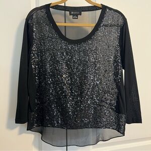 RARE Barneys New York Black Silk & Sequin Women's Top